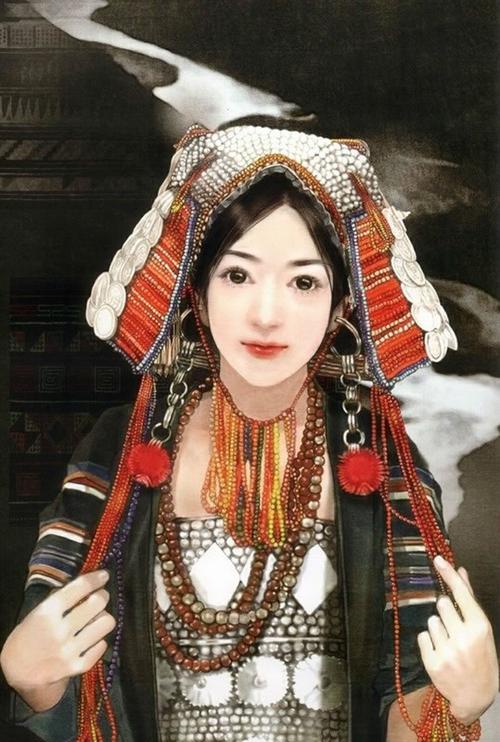 中国56民族人物服饰手绘图侗族独龙族壮族哈呢族